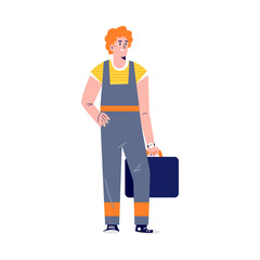 Worker mechanic of repair shop or car service, flat vector illustration isolated.