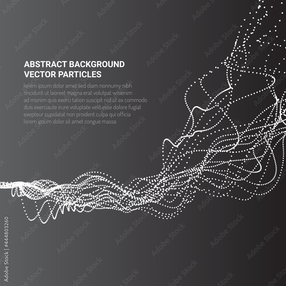Poster abstract 3d image with particle flow movement