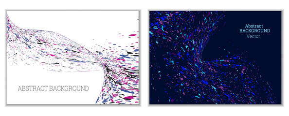 Multicolored paint splashes, smears, dust particles and debris are carried by the wind. A set of two templates. Design template for the design of banners, posters, booklets, covers, magazines. EPS 10