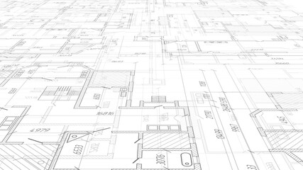 Architectural plan .House plan project .Engineering design .Industrial construction of houses .3d illustration.
