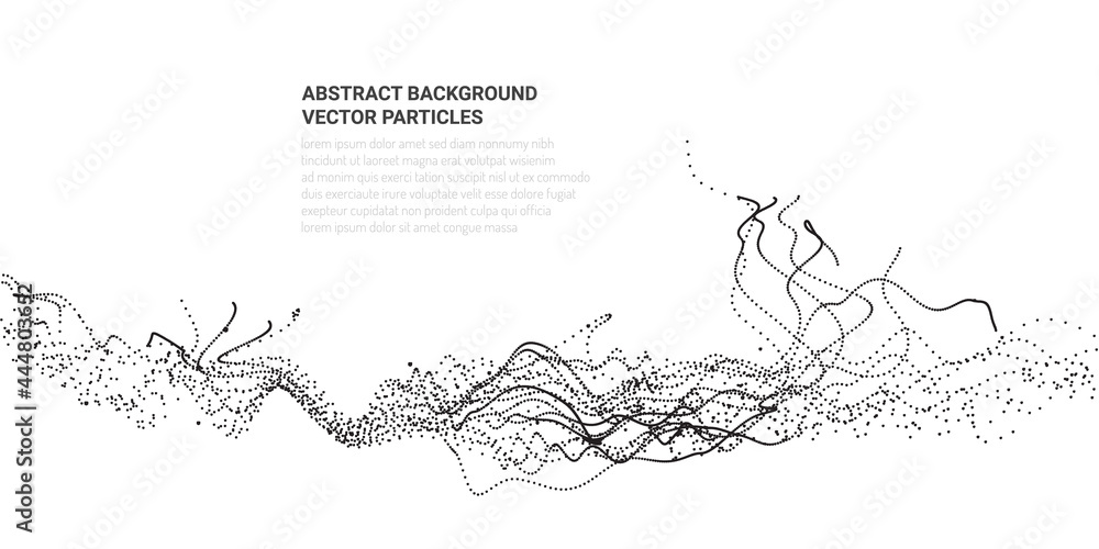 Poster abstract 3d image with particle flow movement