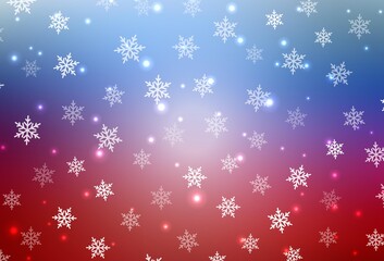 Light Blue, Red vector pattern in Christmas style.