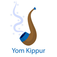 Horn to Yom Kippur, vector art illustration.