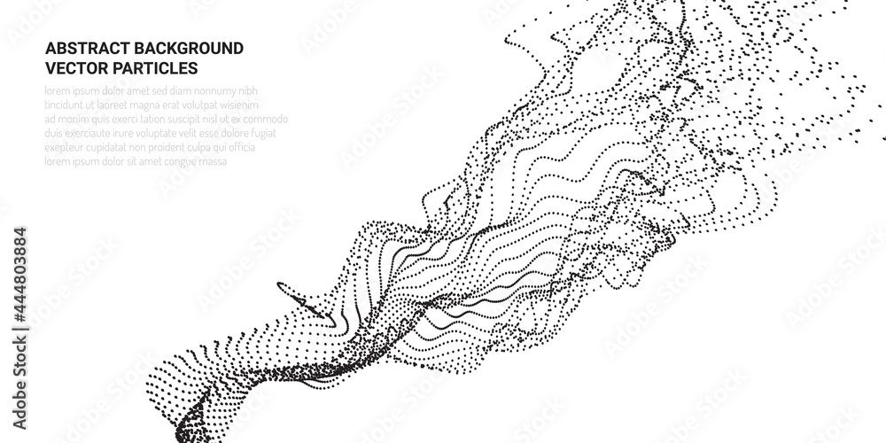 Poster abstract 3d image with particle flow movement