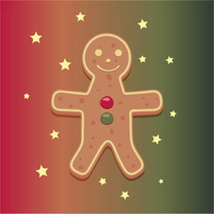Gingerbread man on a gradient background. Vector illustration.