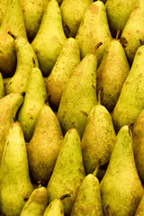 Lots of yellow pears. Food photography, template for menus, recipes books and magazines.