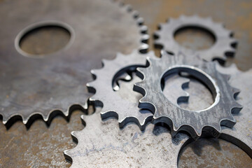 piled up handcrafted iron gears