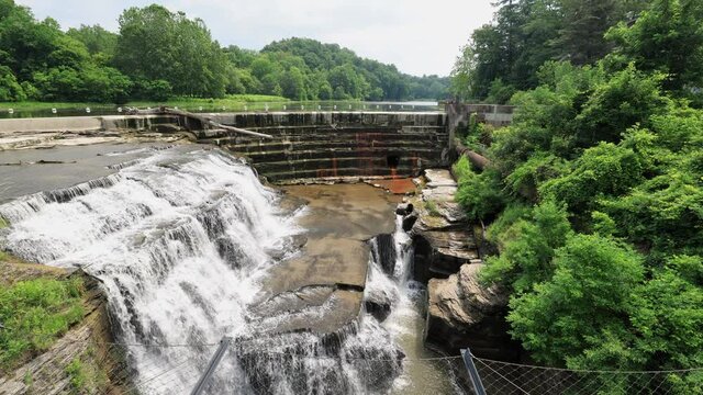 Morning view of the Triphammer Falls