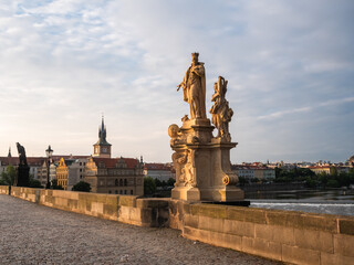 Obraz premium Saint Francis Borgia Statue on Charles Bridge, Prague, Czech Republicmade by F. M. Brokoff in 1710.