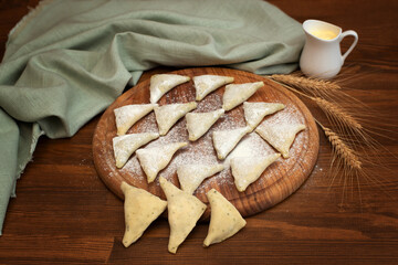 Dumplings with filling. Frozen dumplings. preparation of semi-finished products. Concept of semi-finished products.