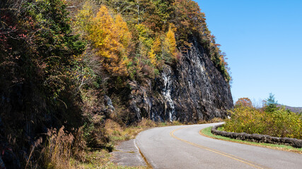 Roadway Meandering Through the Autumn Appalachian Mountains Along the Blue Ridge Parkway