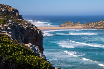 Fototapeta na wymiar The Robberg Nature Reserve is on the Garden Route just outside Plettenburg Bay in South Africa