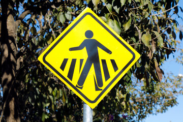 traffic sign signaling pedestrian crossing
