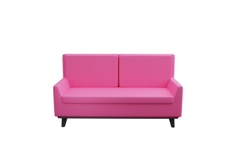 Red sofa 3d illustration isolated on white background. Isolated sofa 3d illustration.