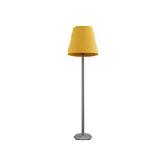 Yellow floor lamp 3D illustration. 3D illustration of floor lamp isolated on white. Lamp illustration - obrazy, fototapety, plakaty