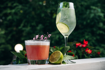 Refreshing luxury summer cocktails in restaurant