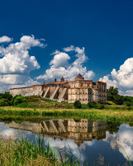 A beautiful old castle over the river in the village of Medzhibozh.