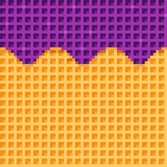 Ice cream background pixel art. Waffle background. Food texture pixel art. Vector background. Waffle seamless texture.