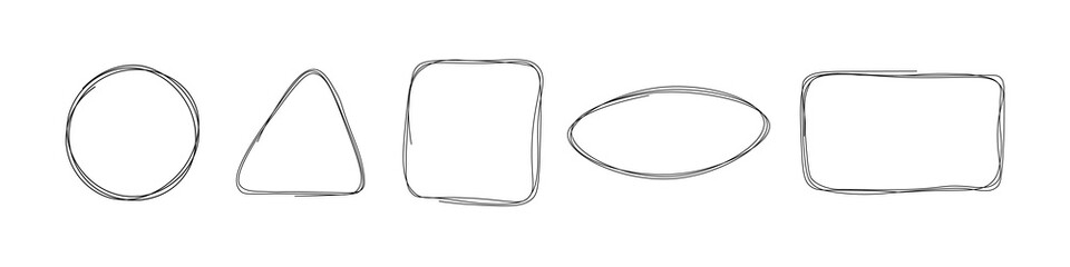 Set of the hand drawn scribble circles. Vector element isolated on transparent background. Vector illustration.