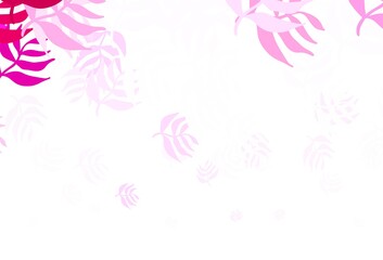 Fototapeta na wymiar Light Pink vector abstract backdrop with leaves.