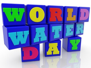 WORLD WATER DAY concept on blue toy blocks and sifferent colors letters