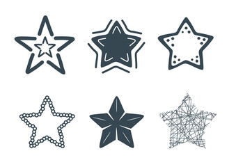 Decorative stars set. Hand drawn design elements