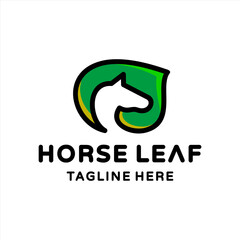 Vector Logo Design Combination Horse And Leaf