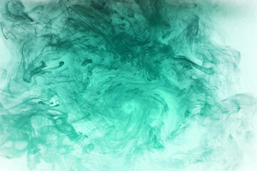 Abstract blue-green ocean, paint in water background. swirl of splashes and waves in motion. Fluid art wallpaper, liquid vibrant colors