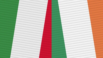 Ireland and Italy Flags Together Fabric Texture Illustration Background