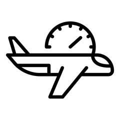 Fly time icon outline vector. Travel clock. Plane fly time