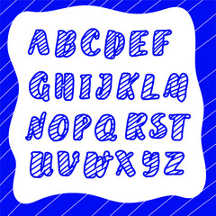 the alphabet is blue and striped for teaching children