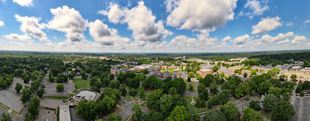 An aerial panoramic view of Winthrop University in Rock Hill, South Carolina, USA.