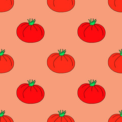 Seamless vector illustration with red tomatoes.