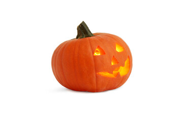 glowing pumpkin on a white background