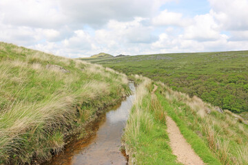 Leat in the West Dart River Valley in Dartmoor, Devon