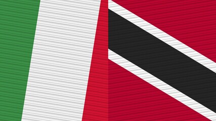 Trinidad and Tobago and Italy Flags Together Fabric Texture Illustration Background