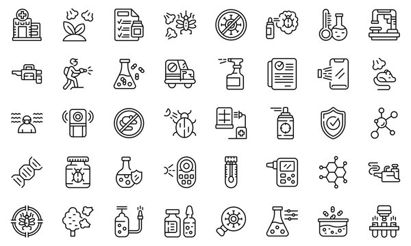 Chemical Control Icons Set Outline Vector. Quality Test. Water Safety