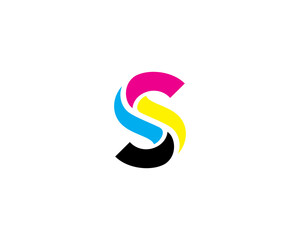 Letter S with CMYK Color Logo Vector 001