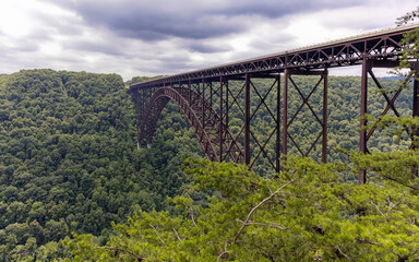 Fototapeta na wymiar New River Gorge Bridge, Third Highest in the United States, over the New River in West Virginia, USA