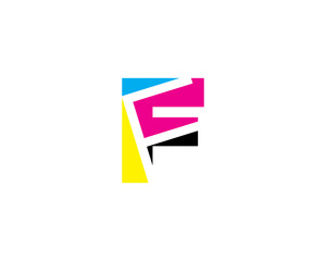 Letter F with CMYK Color Logo Vector 001