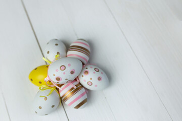 painted eggs for Easter on a white background. Easter eggs