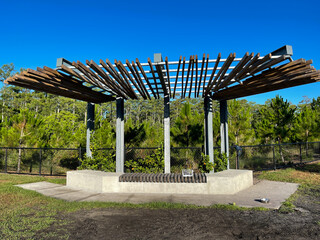 A pavillion at a dog park which is part of an amenity in the Laureate Park neighborhood  in  Lake...