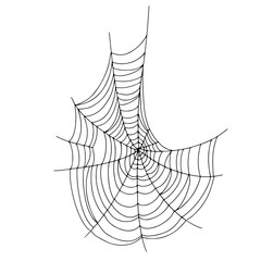 Beautiful spider web. Halloween decor. Decoration for the holiday. Vector illustration isolated on background.