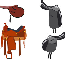 Set of saddles, equestrian equipment