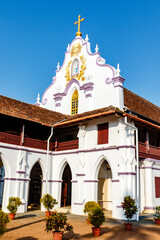 Facade of the St Thomas church in Palayur (Palayoor) in  the Thrissur district in Kerala state in...