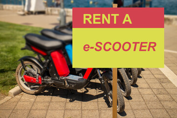 sign for renting a bike, e-bike, scooter