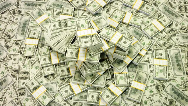 Close up rotation of one million dollar cash.