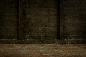 dark wooden cobweb halloween background