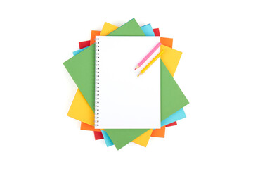Back to School equipment, Blank lined notepad on school exercise books