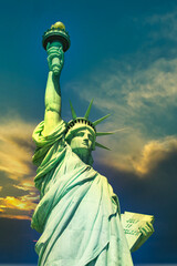 Statue of Liberty, symbol of freedom.